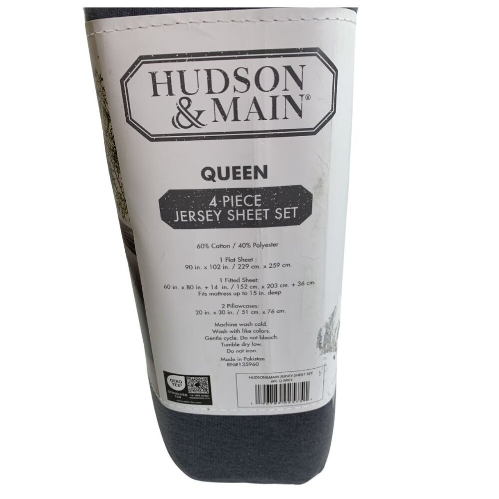Hudson & Main 4-Piece Super Soft, Jersey Sheet Set Queen Gray NWT - Picture 5 of 5